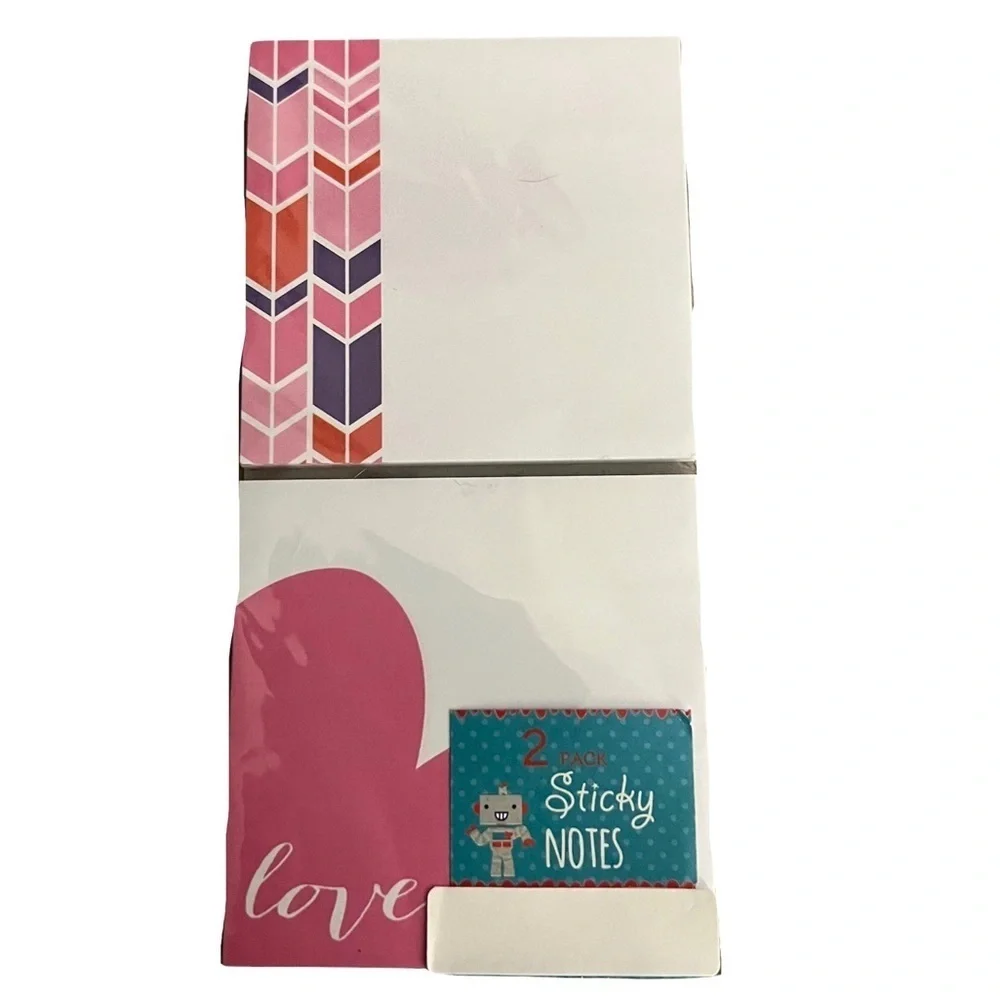 Valentine’s Planner Stationery List Pad Sticky Notes Hearts Herringbone Stripes